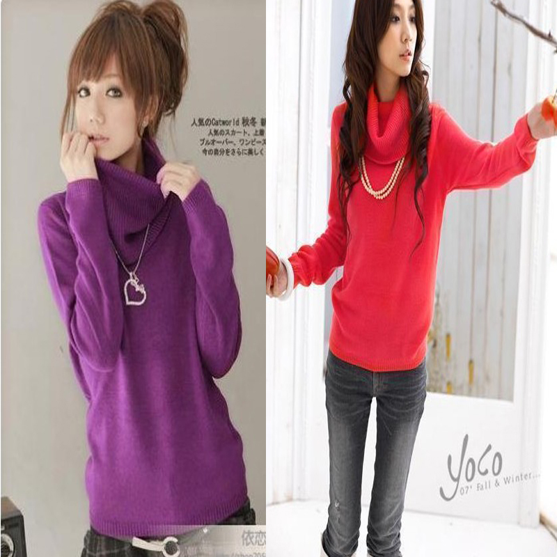 2013 thermal sweater turtleneck slim women's pullover knitted basic shirt sweater (WC005)