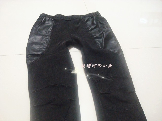 2013 thin female faux leather patchwork denim legging pencil pants