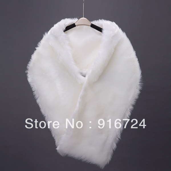 2013 Top Selling Fashion  White  Faux Fur  Long  Wedding Bridal Wrap Shawl Stole Tippet Jacket   As Picture