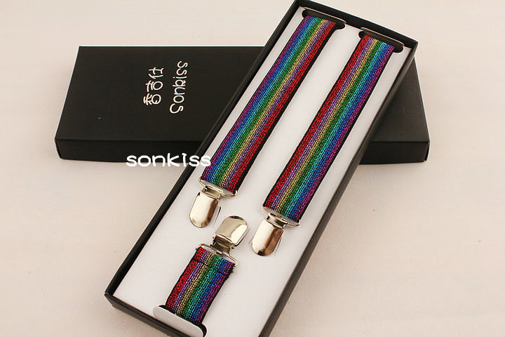 2013 trend silk gift box male women's suspenders spaghetti strap suspenders clip