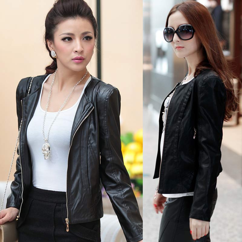 2013 trend women's spring fashionable casual design slim short jacket women's PU women's small leather clothing