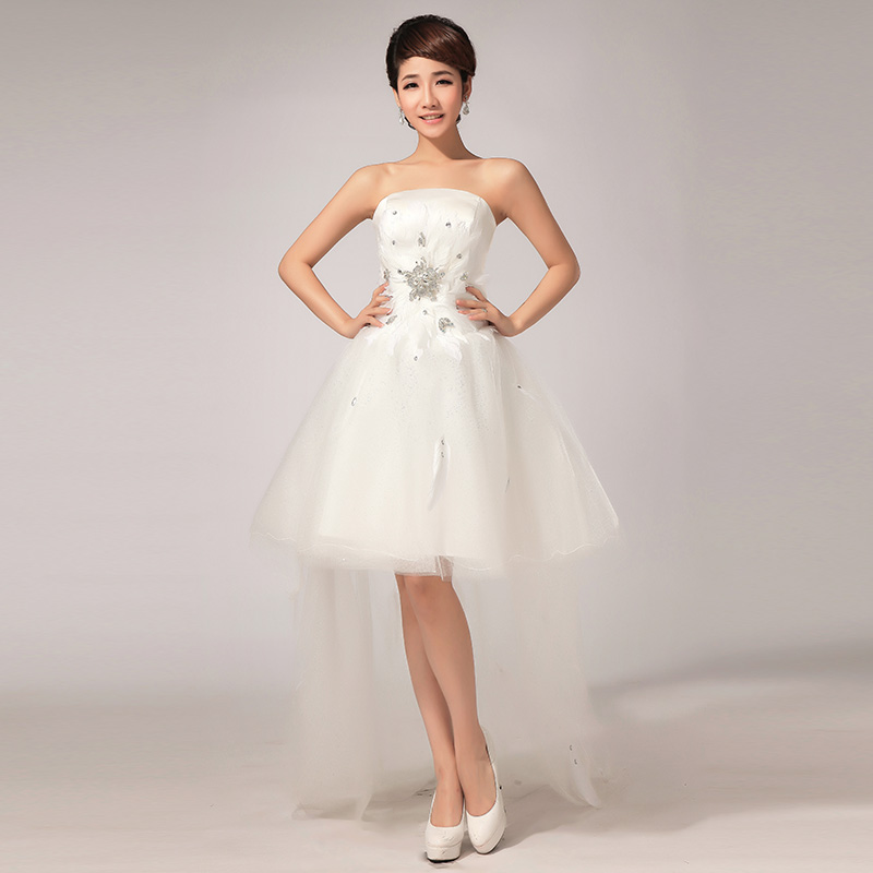 2013 tube top paragraph short skirt diamond bridesmaid dress medium skirt lf115 free shipping high quality