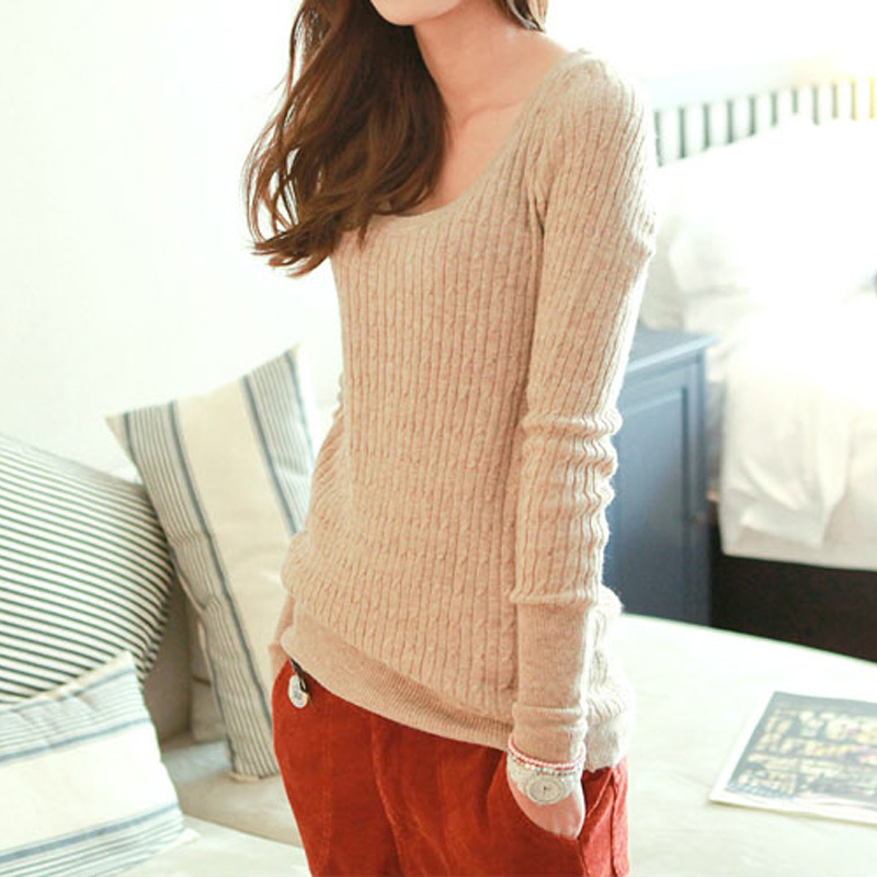 2013 twist big o-neck long-sleeve , dsmv medium-long basic sweater