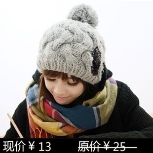 2013 twisted bow sphere thermal knitted earmuffs knitted hat winter autumn and winter female