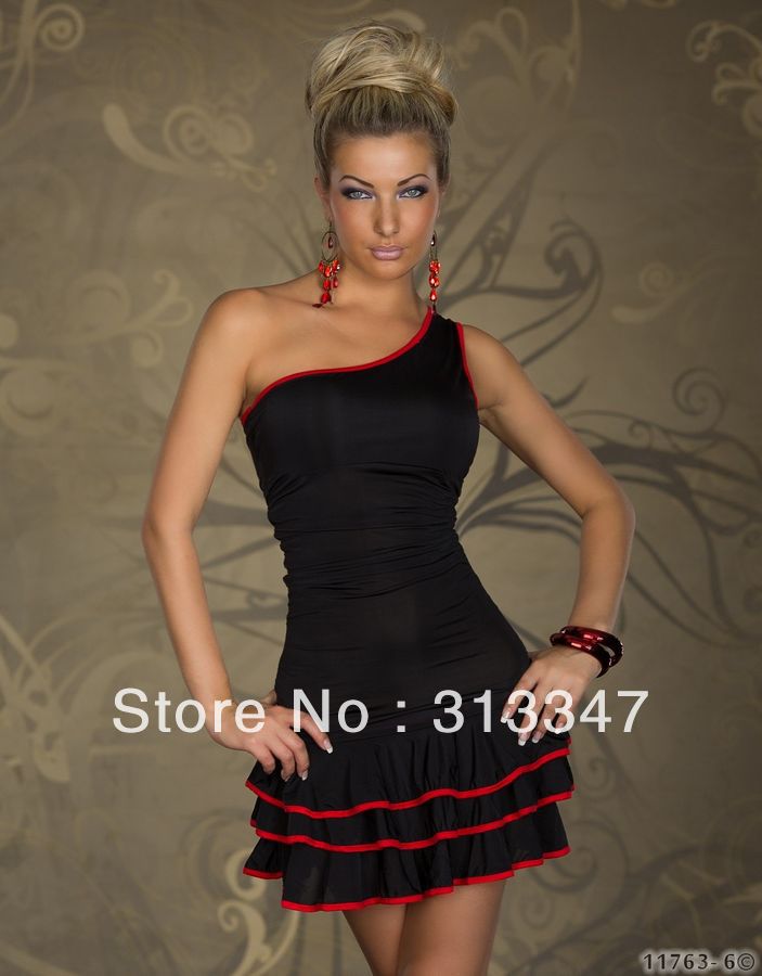 2013 Unsymmetric one sleeves sexy dress mini club dress fashion design New style+ free shipping M94