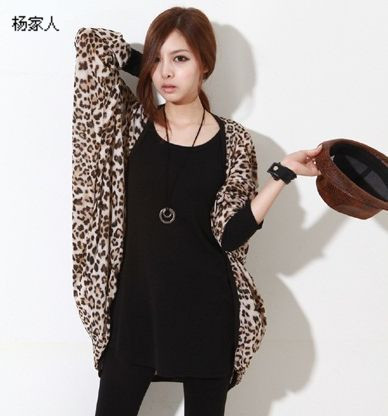 2013 vivi recommended sexy leopard print cotton sun shirt coat lantern long-sleeve