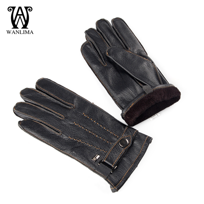 2013 WANLIMA 2012 genuine leather gloves fashion thermal male sheepskin gloves free shipping