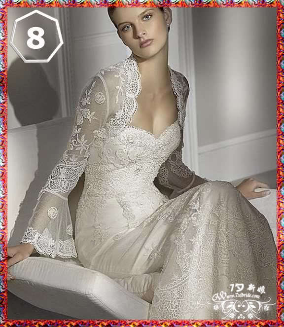 2013 Wedding Bridal LongSleeve Beaded Lace Jacket/ Bolero/ Shrug/Coat