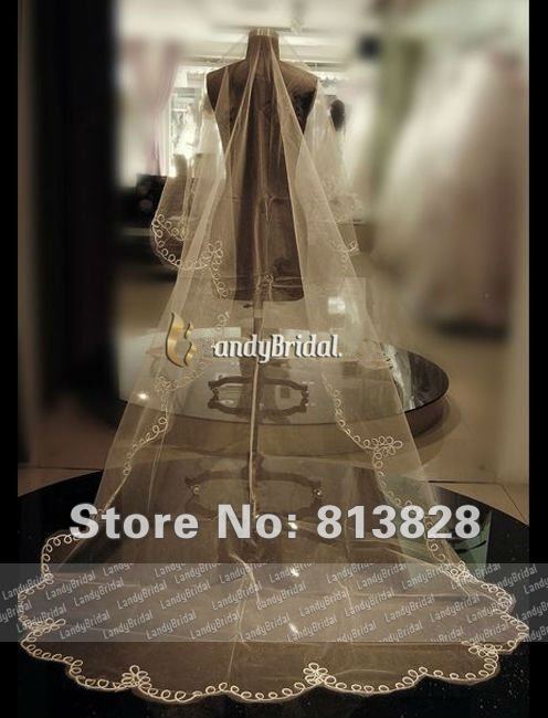 2013 Wedding veil quality applique long bridal veil ac0008