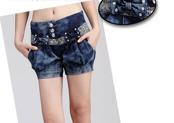 2013 Wholesale 10pcs Fashion Lady Bowknot lace  jeans short women jeans short ladies Harlan short pants free shipping