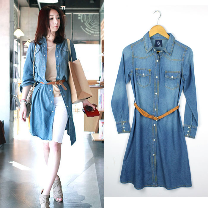 2013 wholesale 10pcs Han edition summer fashion women jeans dresses new style ladies brand denim dress with belt Free shipping