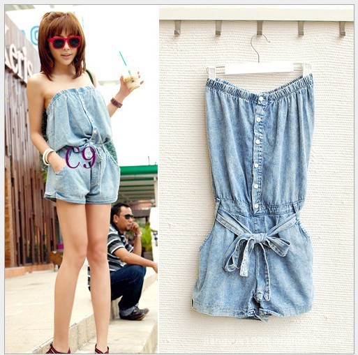 2013 Wholesale 10pcs Han edition women fashion jeans jumpsuits conjoined chest  Rompers denim overall Jumpsuit Free Shipping
