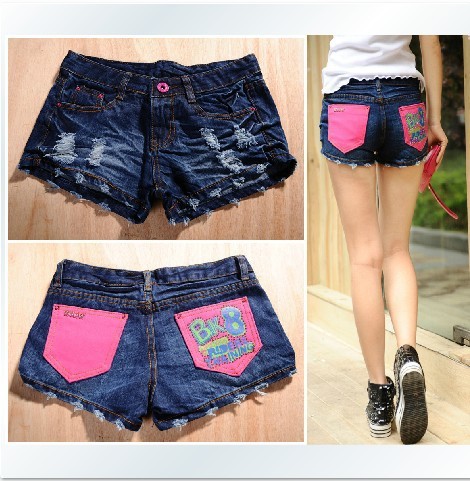 2013 Wholesale 10pcs Sexy Lady pink pouch jeans short women jeans short ladies Han edition short pants 326 free shipping