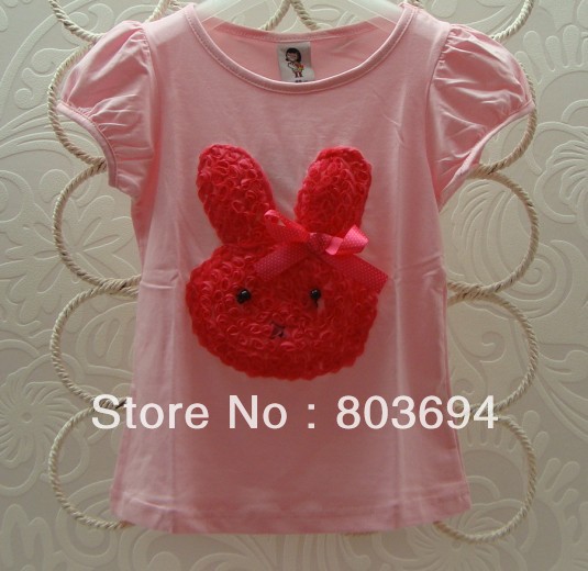 2013 Wholesale! 5pcs/lot The latest Girls b2w2 short sleeve T-Shirts Children rabbit tee baby top  RT-002