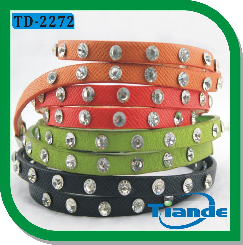 2013 Wholesales Ladies   PU Leather Belt  Studded Diamond Belt