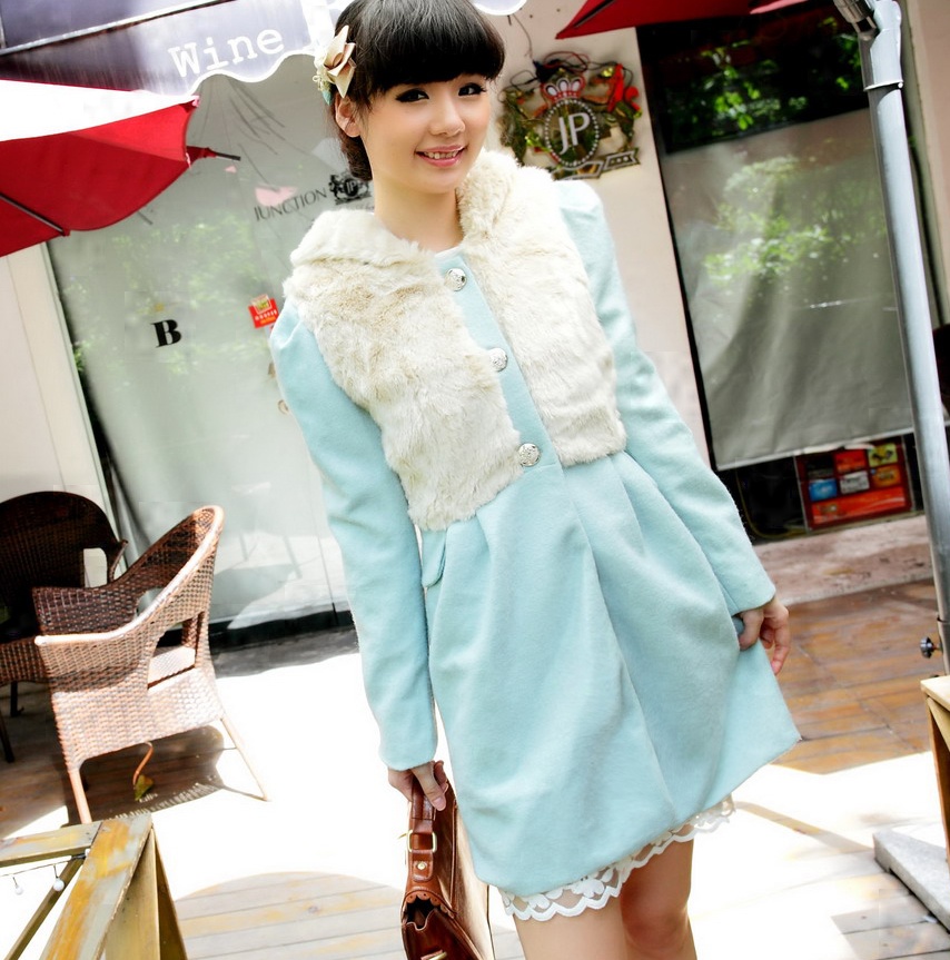2013 winter autumn women's single breasted woolen women's slim sweet medium-long outerwear overcoat Free Shipping