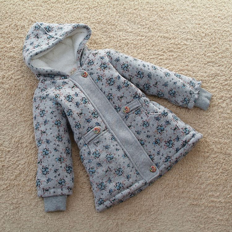 2013 winter child baby girls clothing medium-long thickening with a hood wadded jacket cotton-padded jacket cotton-padded jacket