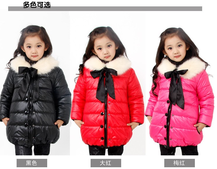 2013 winter children's clothing female child wadded jacket cotton-padded jacket cotton-padded jacket medium-long outerwear