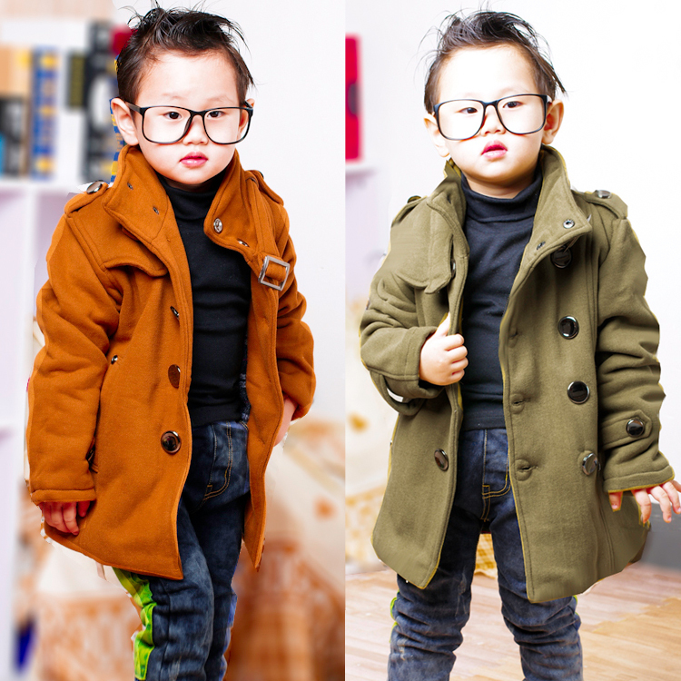 2013 winter children's clothing male child baby outerwear trench thickening double breasted wool coat y290