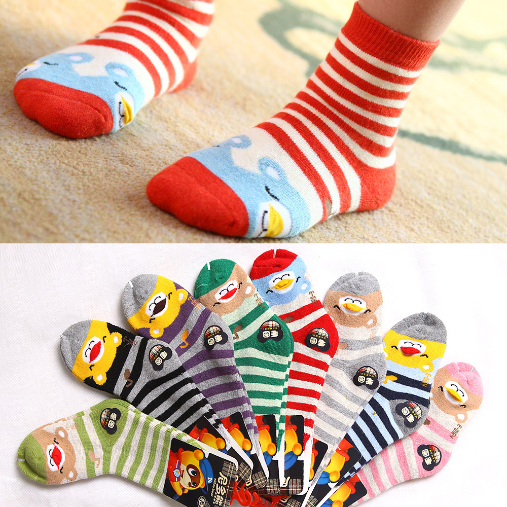 2013 winter  childrens cartoon loop pile socks childrens thickening towel socks