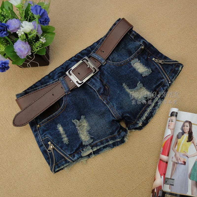 2013 winter denim shorts female autumn and winter dark color boot cut jeans shorts low-waist jeans