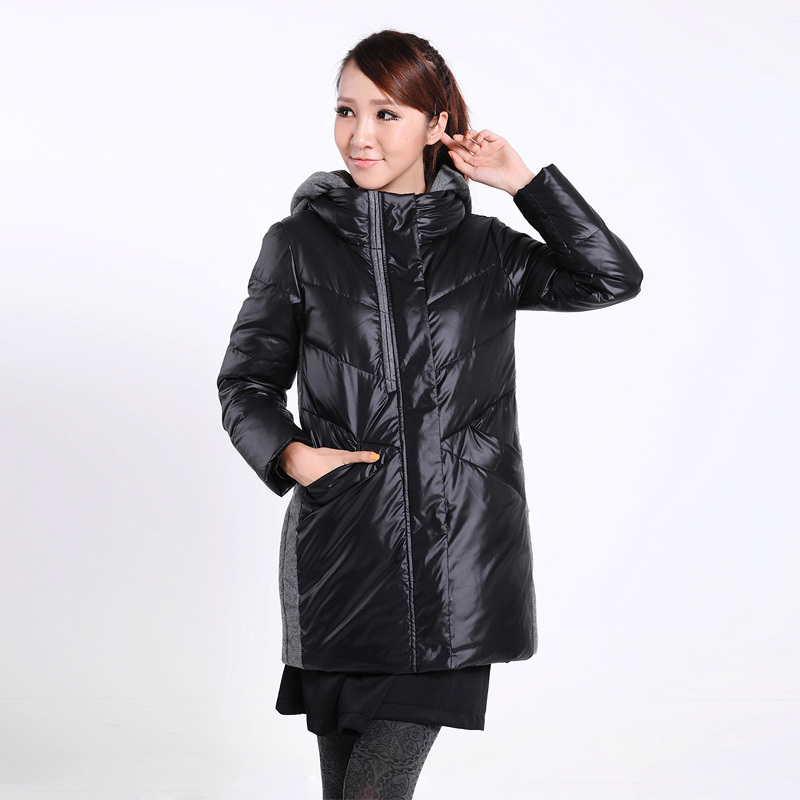 2013 winter down coat female medium-long personalized fashion all-match patchwork