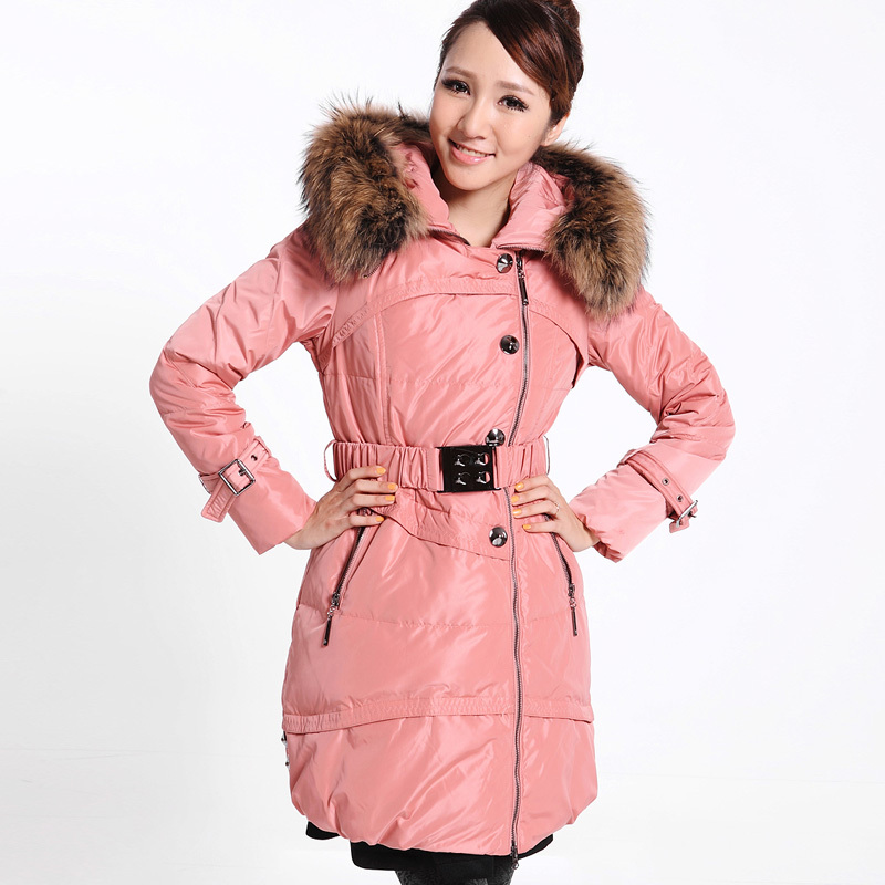 2013 winter down coat female medium-long thickening slim raccoon large fur collar