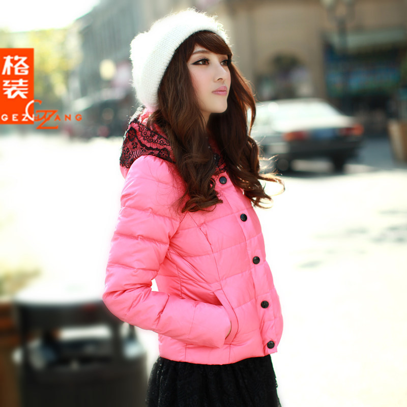 2013 winter elegant national trend lace bordered design short down coat female y27
