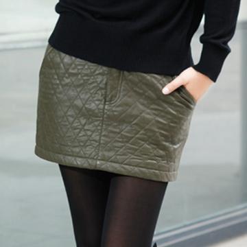 2013 winter fashion all-match leather patchwork plus cotton bust skirt short skirt spring women's