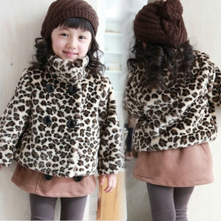 2013 winter female child leopard print wadded jacket outerwear children's clothing double layer thickening thermal 1-a leopard