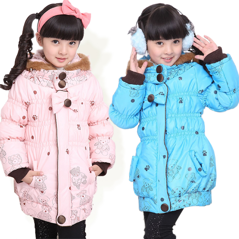2013 winter female child thickening thermal bear bow wadded jacket cotton-padded jacket cotton-padded jacket