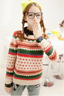 2013 winter female fresh thickening o-neck pullover knitted sweater