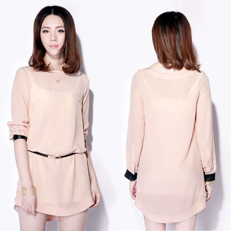 2013 winter female skirt trend candy color silk leather loose one-piece dress