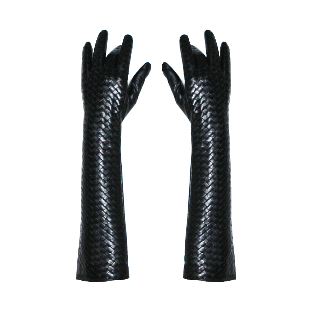 2013 winter gloves thermal leather gloves plus velvet long design women's long design genuine leather gloves female sheepskin