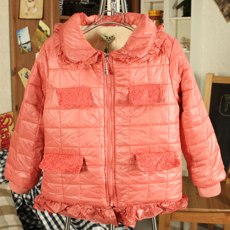2013 winter lace child baby girls clothing thickening wadded jacket cotton-padded jacket muffler scarf z0428