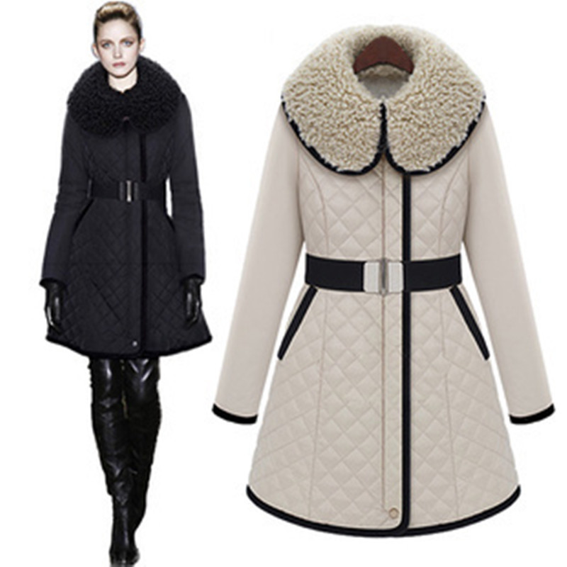 2013 winter new European and American big long section of small fragrant wind thickening Slim cotton padded jacket cotton-padded