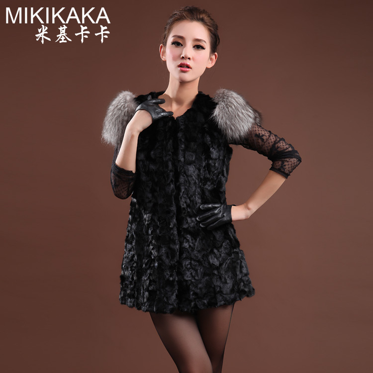 2013 winter new vest mink fox fur spell marten slim stylish atmosphere lady personality female coat genuine Christmas Special
