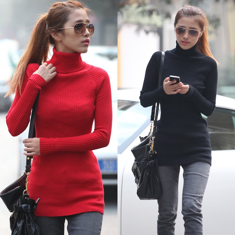 2013 winter overcoat women's  knitted sweater female basic shirt