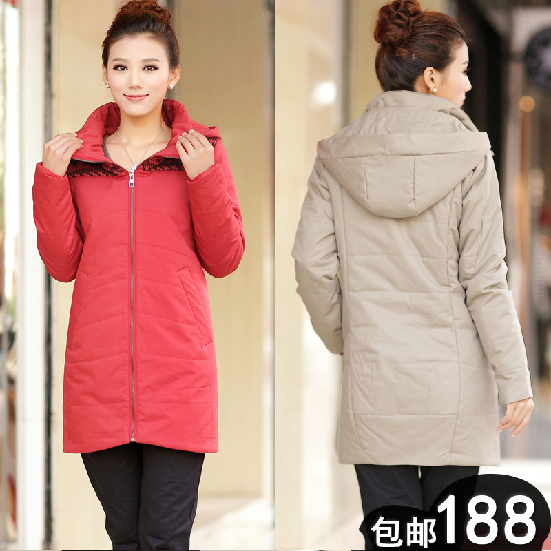 2013 winter patchwork fashion design long wadded jacket plus size casual women's cotton-padded coat Free Shipping