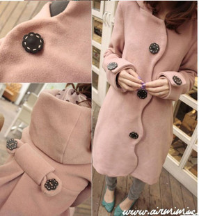 2013 Winter Rubber Powder Wave Chain Wool Coat Trench Autumn New Arrival Women Outerwear
