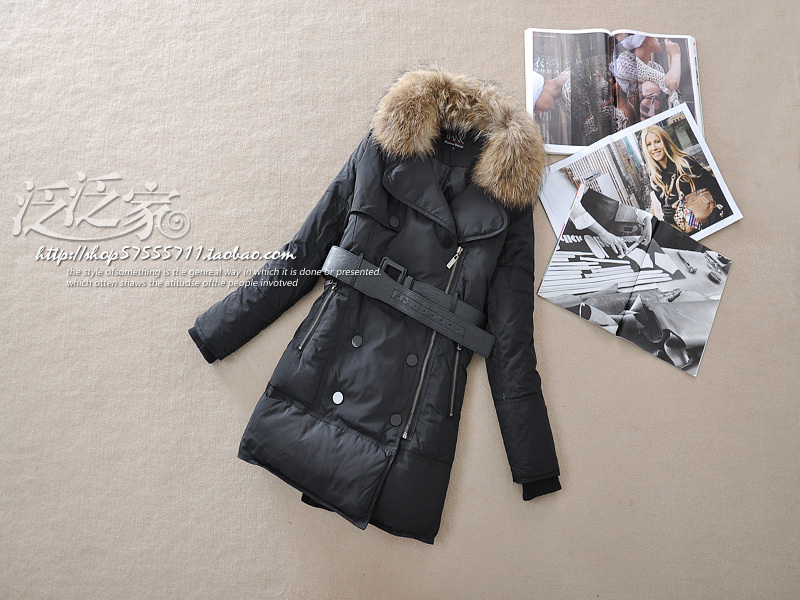 2013 winter women's fashion star style large fur collar medium-long thickening slim down coat Free shipping