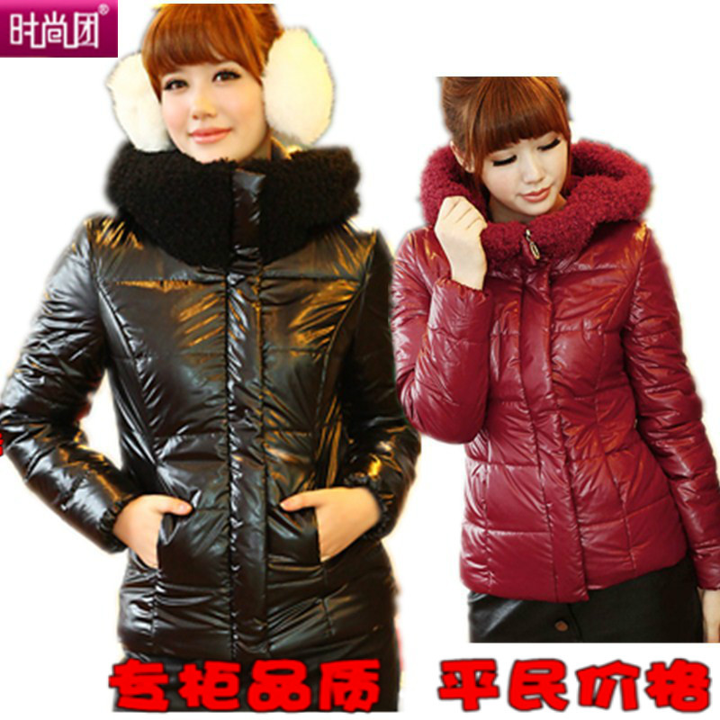 2013 Winter women's gentlewomen slim fur collar wadded jacket cotton-padded jacket design short outerwear plus size b20411