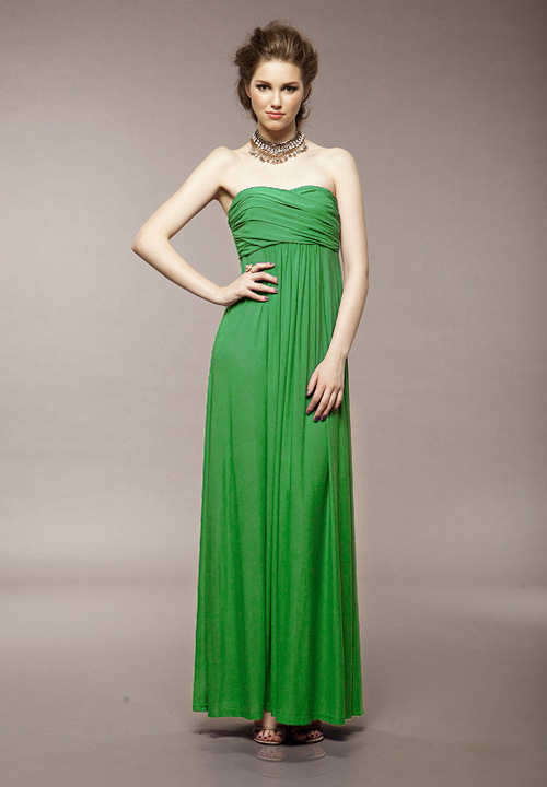 2013 Woman Floor-Length Slash Neck Sleeveless Long Dresses Cute Cotton Green and Pink  Fashion  Beading Dresses Five Color