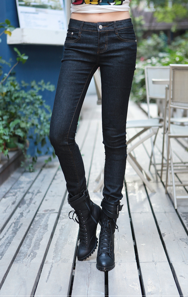 2013 Woman Pencil Jeans Long Mention Hip Pant Slim Lady Black&blue Demin Long Jeans Winter Fashion Wears