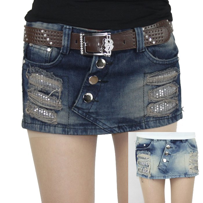2013 women fashion pants jeans short oblique buckle distrressed sequin low-waist female denim culottes