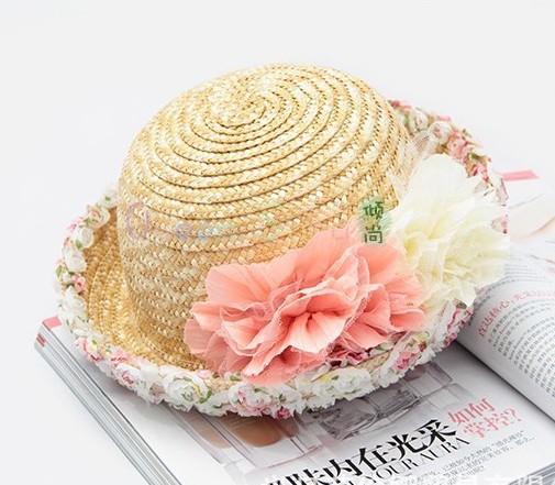 2013 women Flower lace beach summer sun straw Hat Caps hot sale Free Shipping