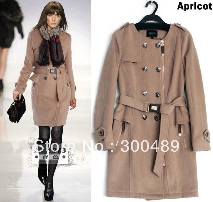 2013 women new wool elegant fashion couture sexy winter designer cotton Trench coat winter 1273