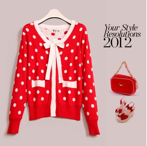 2013 women's 5392211 sweet all-match bow thin sweater outerwear