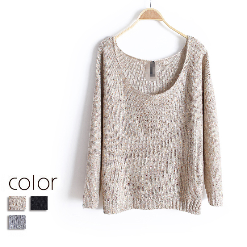 2013 women's casual all-match paillette loose pullover long-sleeve sweater wx1288 free shipping