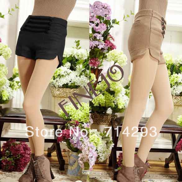2013 Women's Double-breasted Empire-waist Woolen Shorts Winter  free shipping 9328